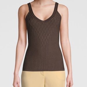 WHBM Crochet Sweater Tank Espresso Brown EUC Sz S